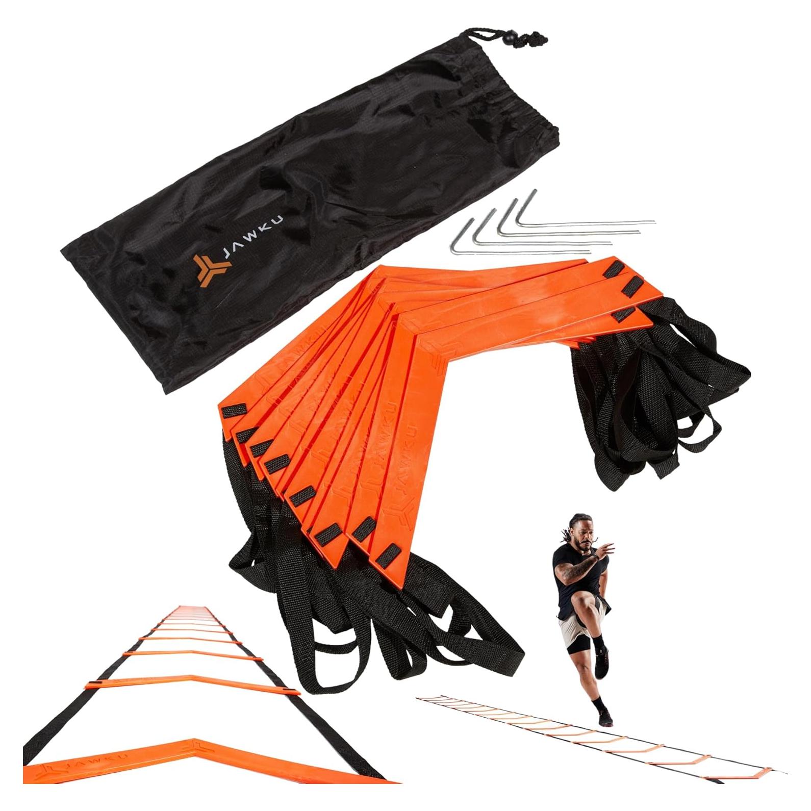 Escalera de Velocidad JAWKU 6.4m Ajustable 15 Escalones Naranja