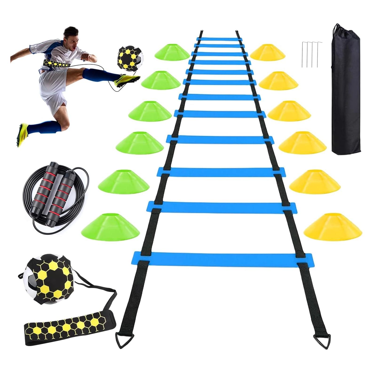 Escalera de Agilidad AOPUETRX 6m con 12 Conos y Cuerda