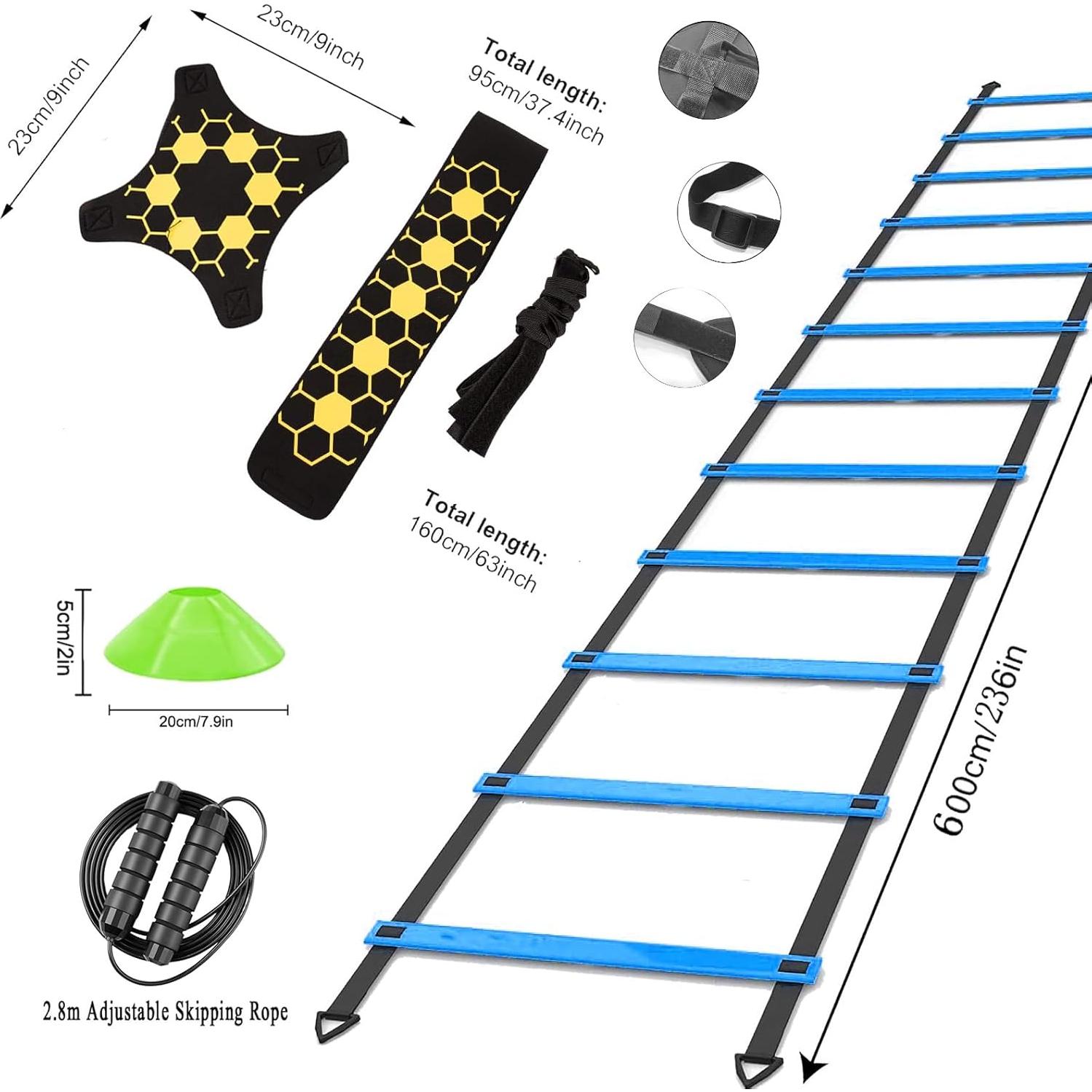 Escalera de Agilidad AOPUETRX 6m con 12 Conos y Cuerda