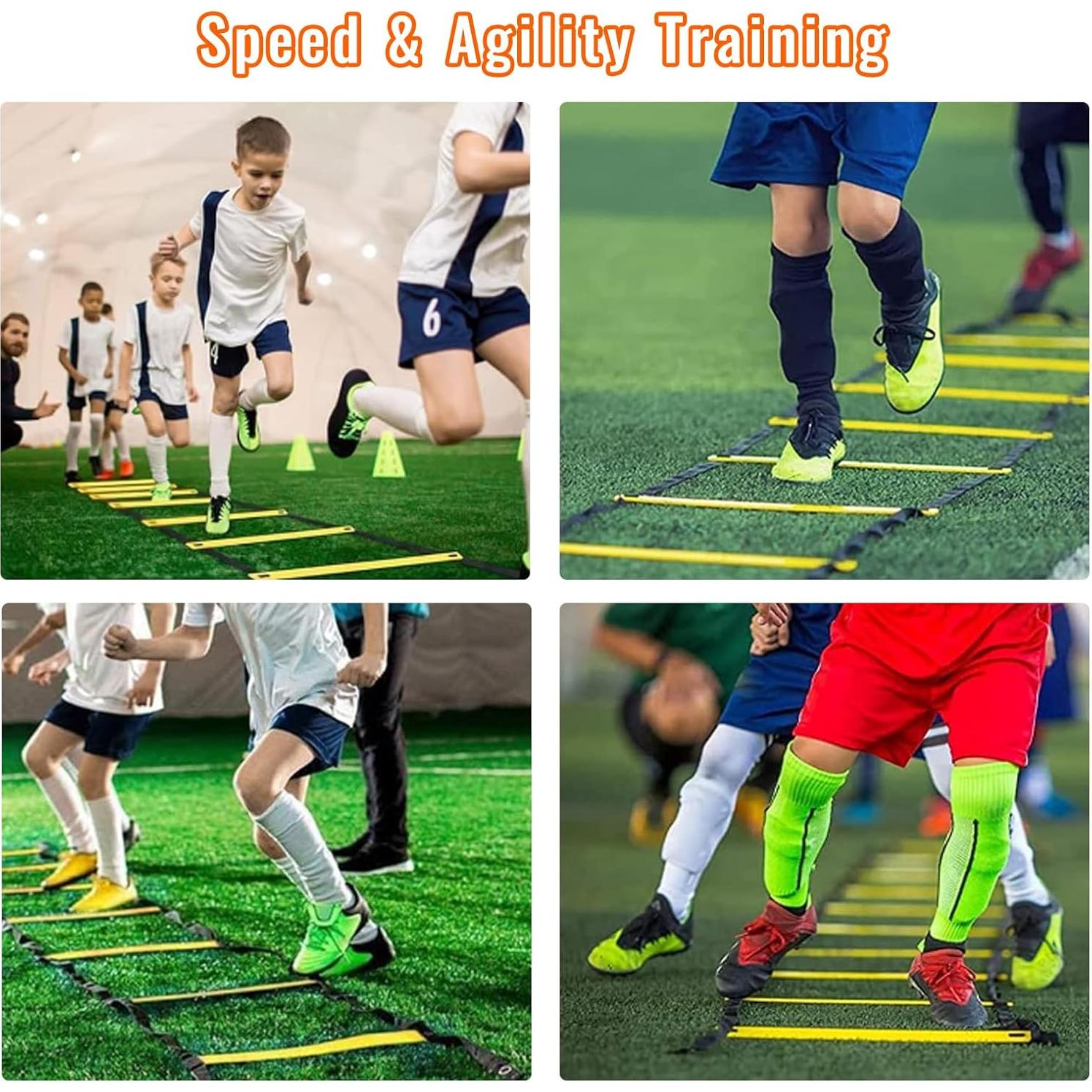 Escalera de Agilidad AOPUETRX 6m con 12 Conos y Cuerda