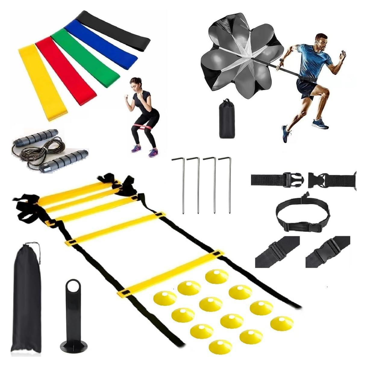 Kit de Entrenamiento de Agilidad HiLeDiQJ - Escalera, Conos, Paracaídas