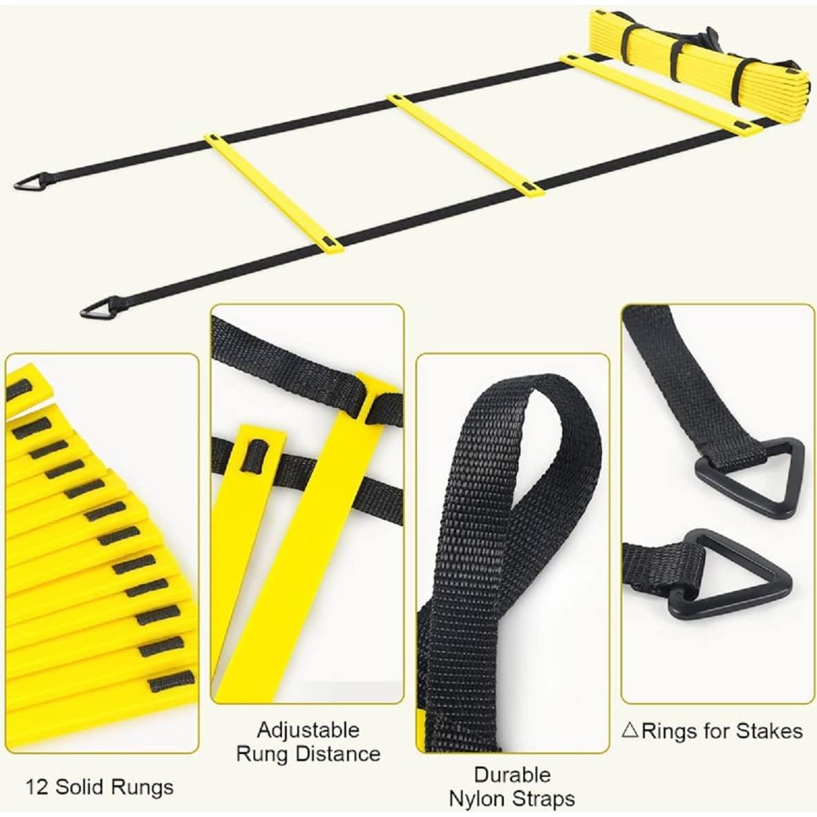 Kit de Entrenamiento de Agilidad HiLeDiQJ - Escalera, Conos, Paracaídas