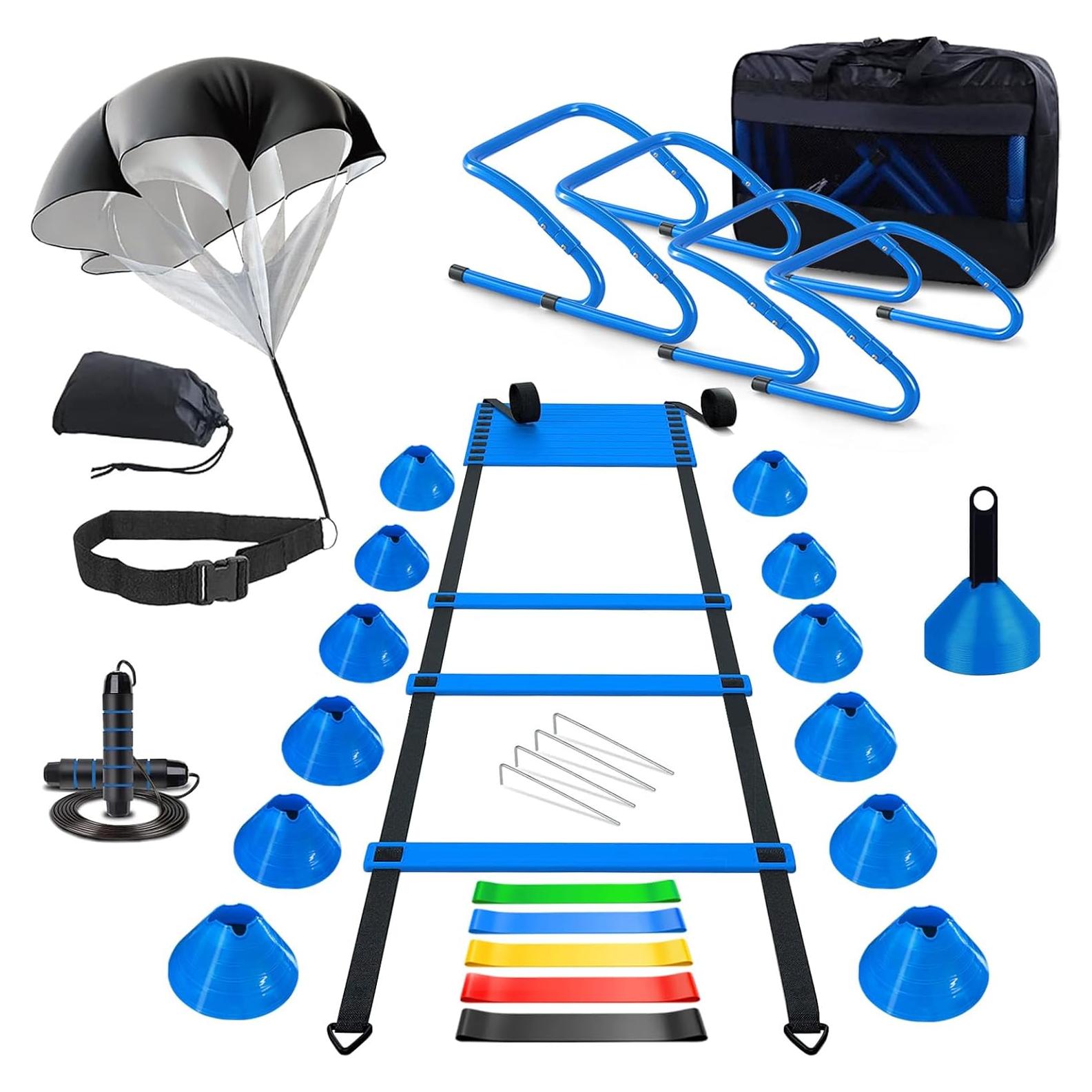 Kit de Entrenamiento de Agilidad Haootadiy - Escalera 6.1m, Vallas, Conos