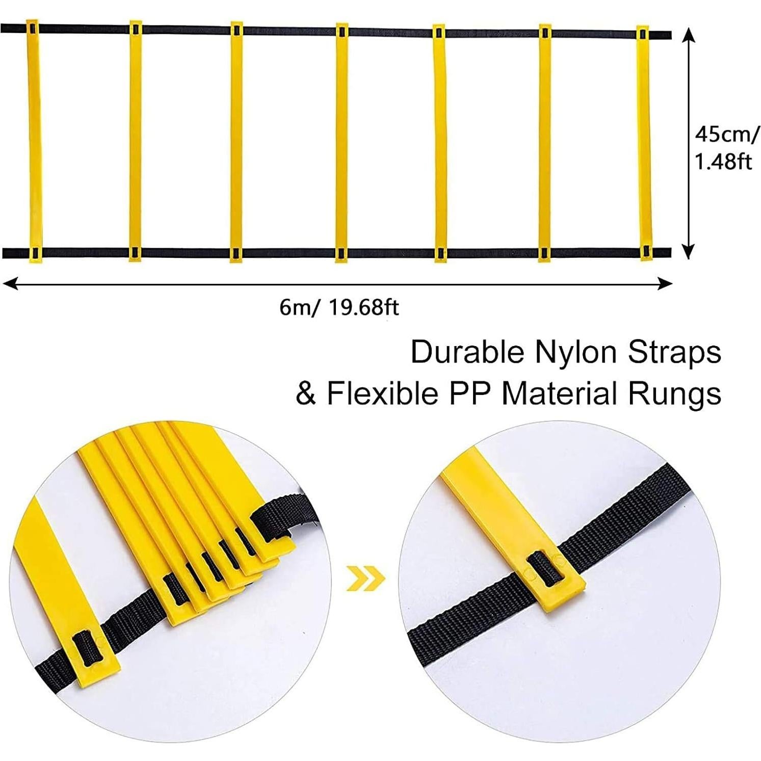 Conjunto de Entrenamiento Deportivo SONPAOLU - Escalera de Agilidad, 8 Conos y Paracaídas