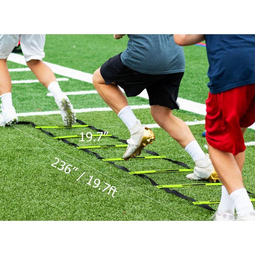 HolaHatha Speed and Agility 12 Rung Ladder Obstacle Training Equipment for Football, Soccer and All Sports, 19.7ft with Bag