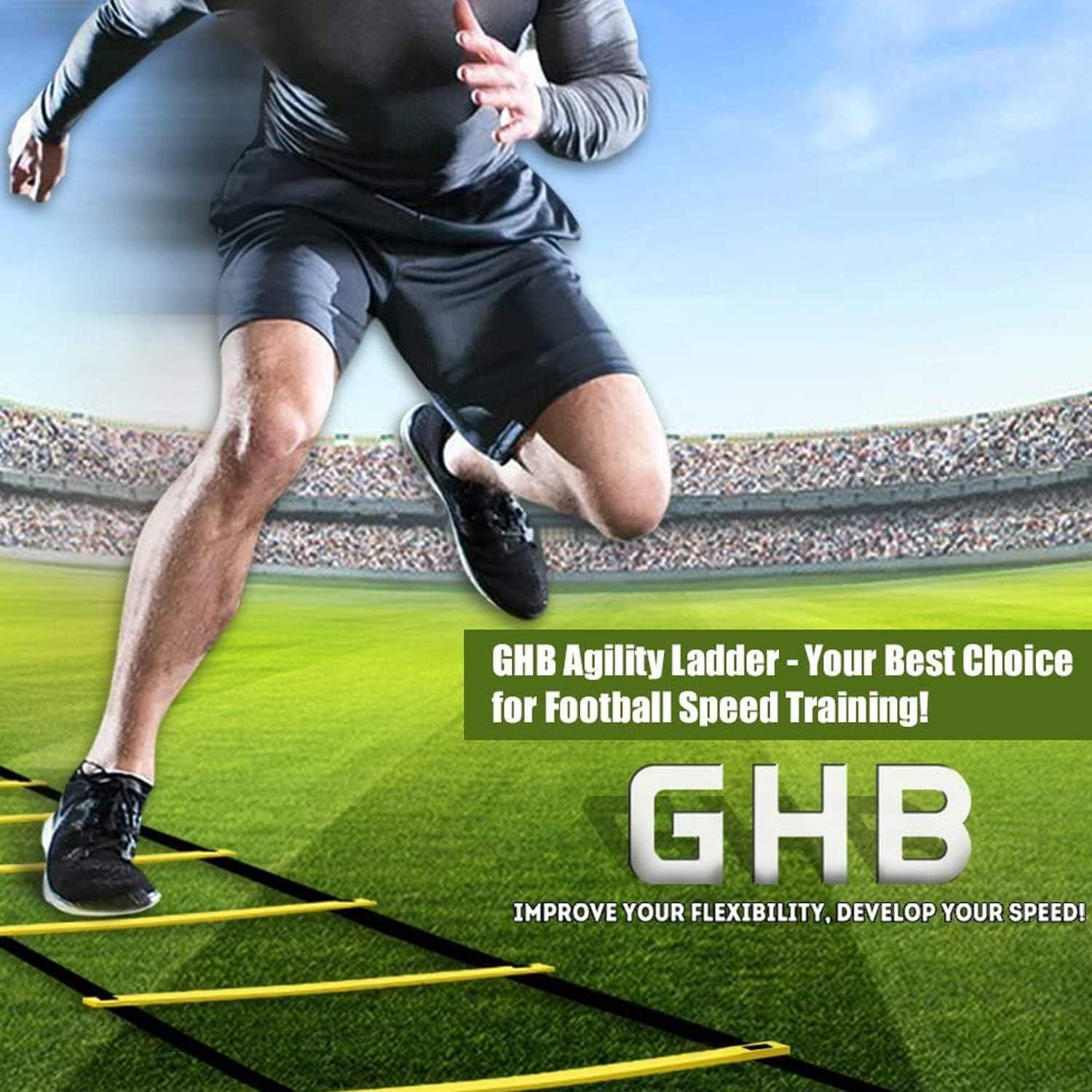 HolaHatha Speed and Agility 12 Rung Ladder Obstacle Training Equipment for Football, Soccer and All Sports, 19.7ft with Bag