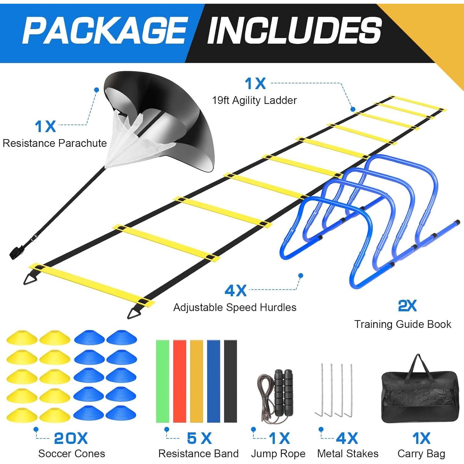 Conjunto de Entrenamiento de Agilidad DZLION - Escalera 6m, Vallas, Conos