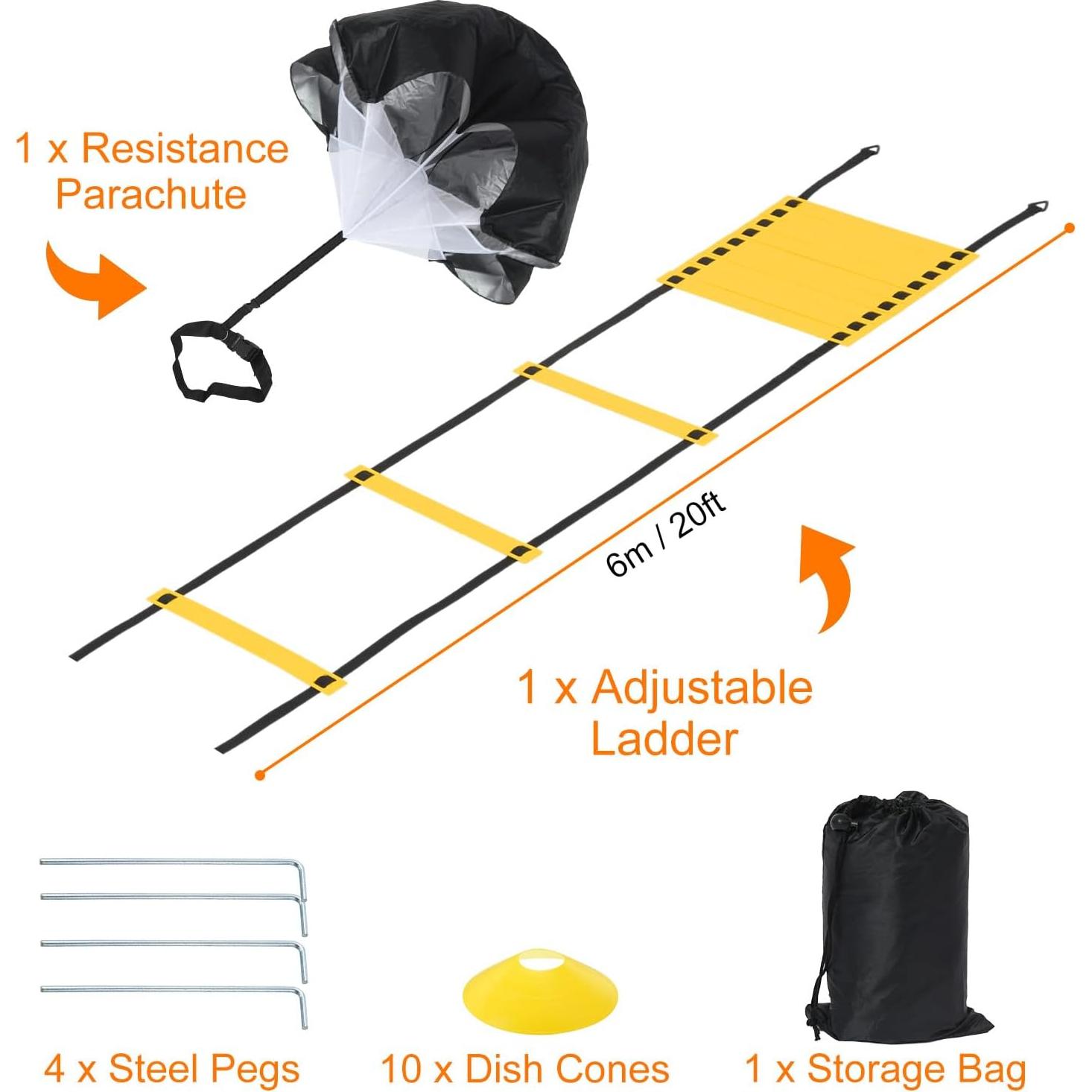 Kit de Entrenamiento de Velocidad PATIKIL con Escalera 6m