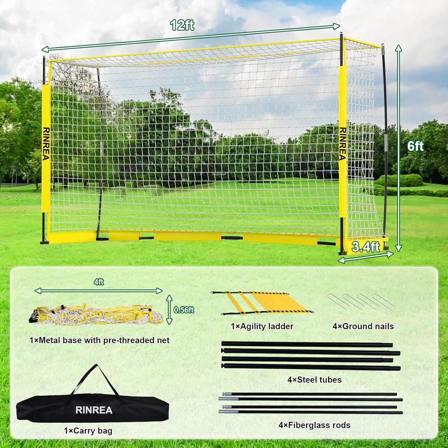 Portería de Fútbol Plegable RINREA 3.66x1.83m con Bolsa