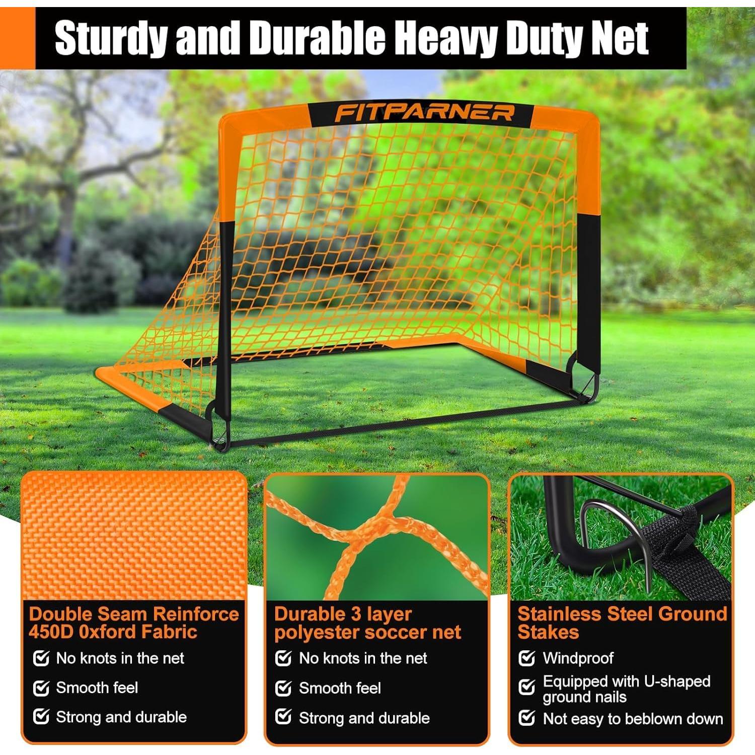 Conjunto de Fútbol Infantil Portátil FITPARNER - 2 Redes 1.52x1.10m