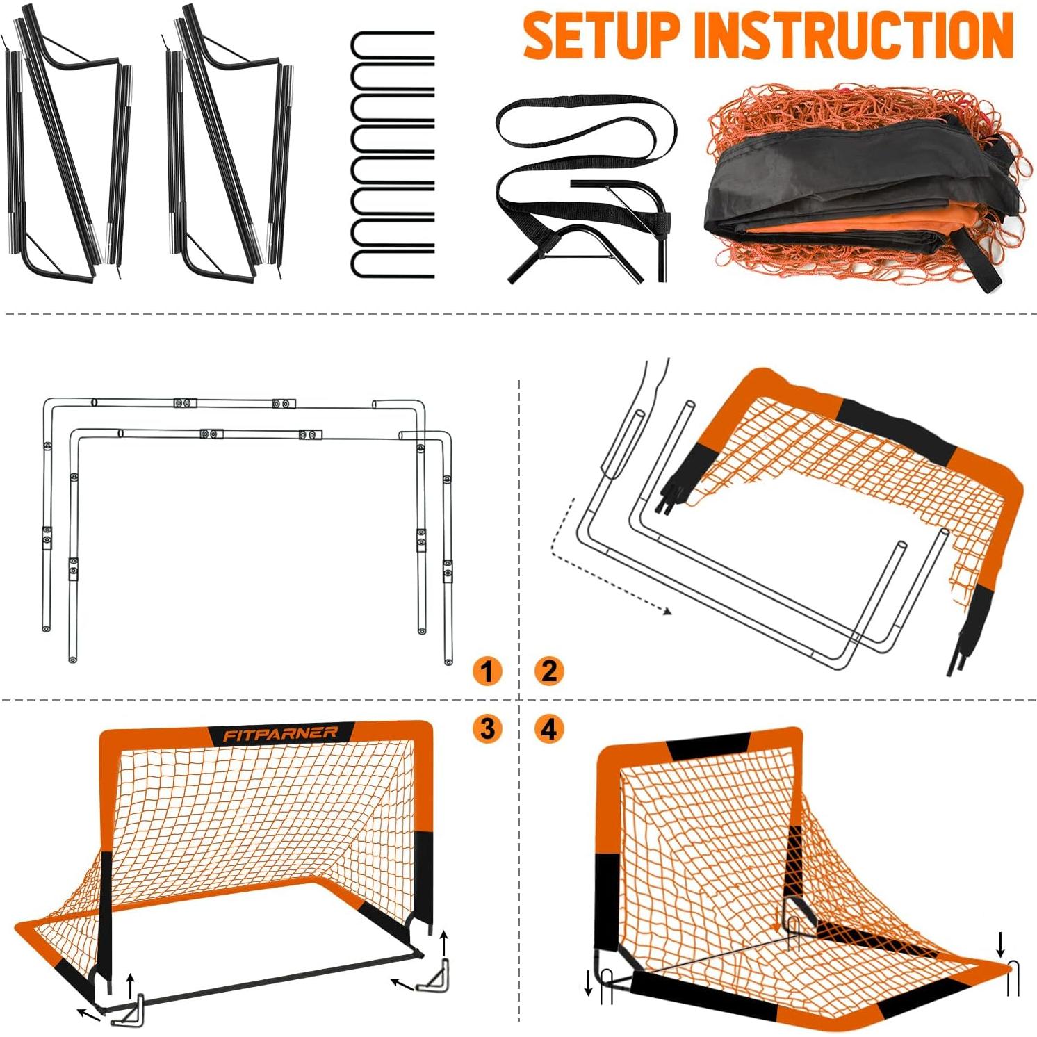 Conjunto de Fútbol Infantil Portátil FITPARNER - 2 Redes 1.52x1.10m