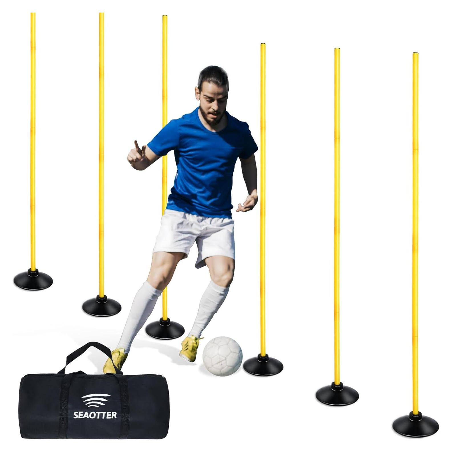 Postes de Agilidad SEAOTTER 1.83m - Paquete de 6 con Base de Goma