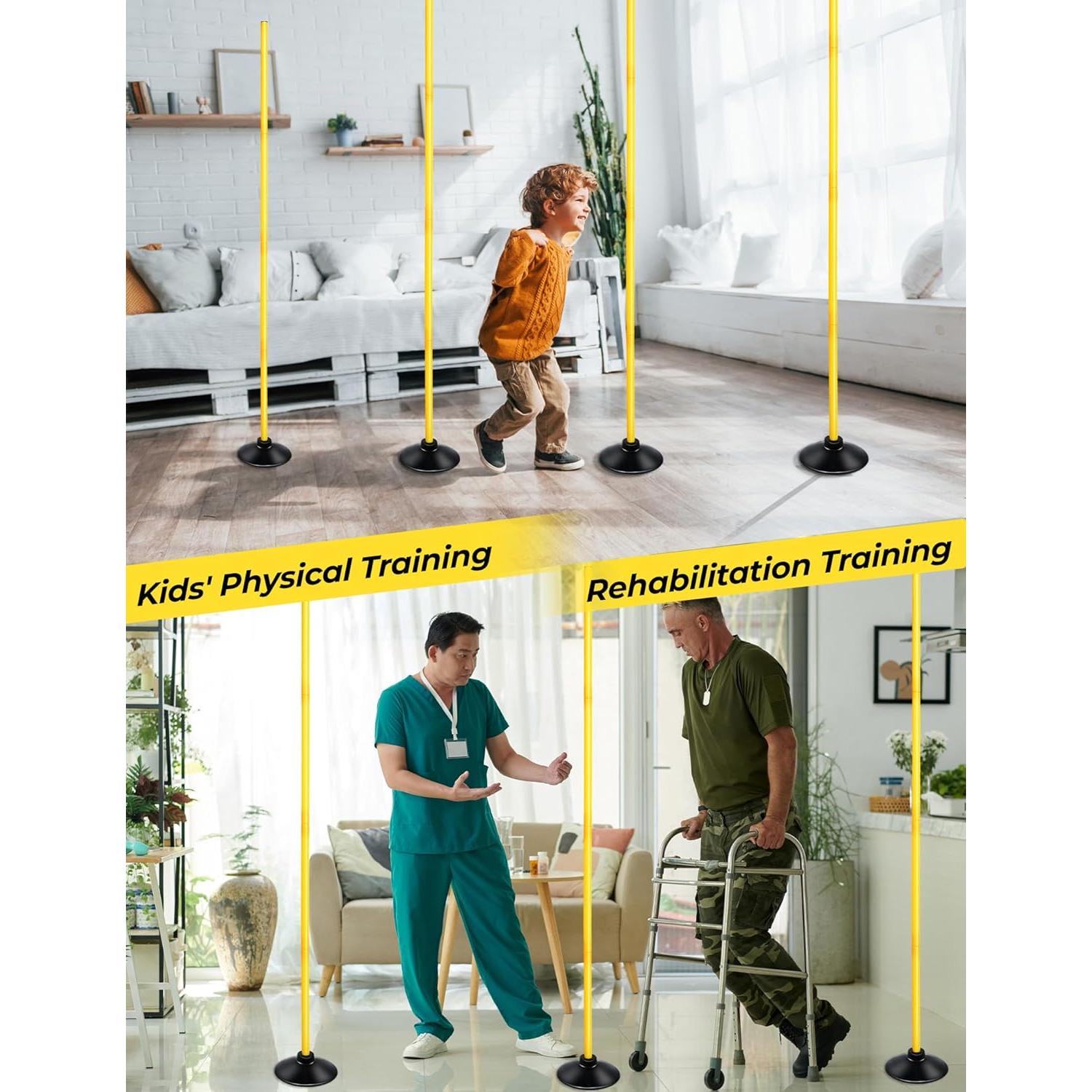 Postes de Agilidad SEAOTTER 1.83m - Paquete de 6 con Base de Goma