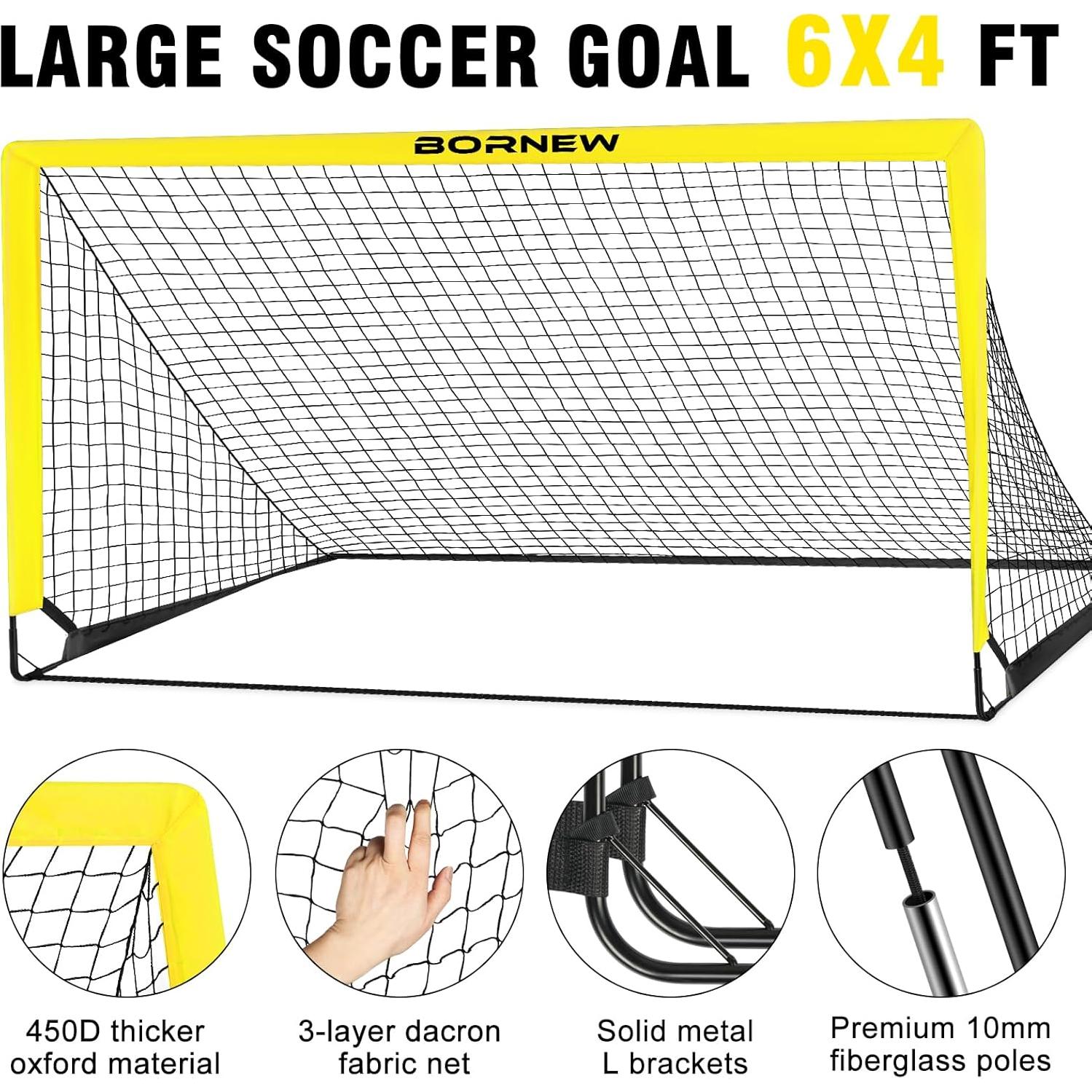 Set de Porterías de Fútbol para Niños BORNEW 6x4 y Escalera