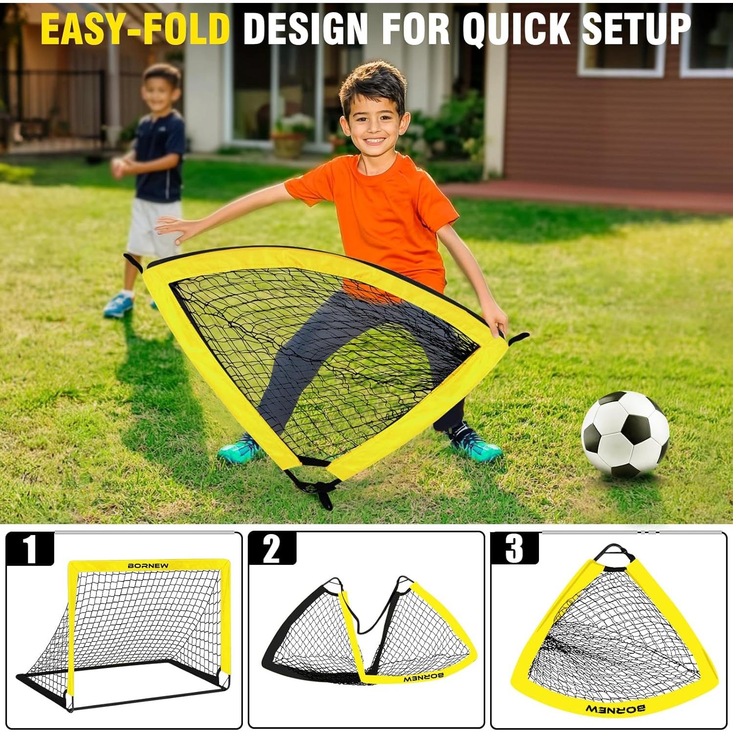 Set de Porterías de Fútbol para Niños BORNEW 6x4 y Escalera