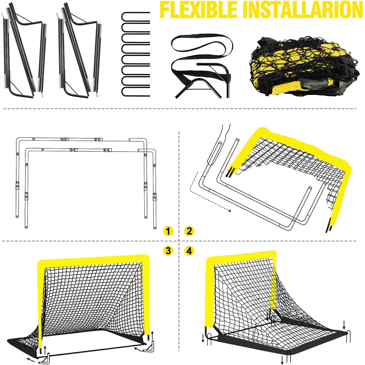 Set de Porterías de Fútbol para Niños BORNEW 6x4 y Escalera
