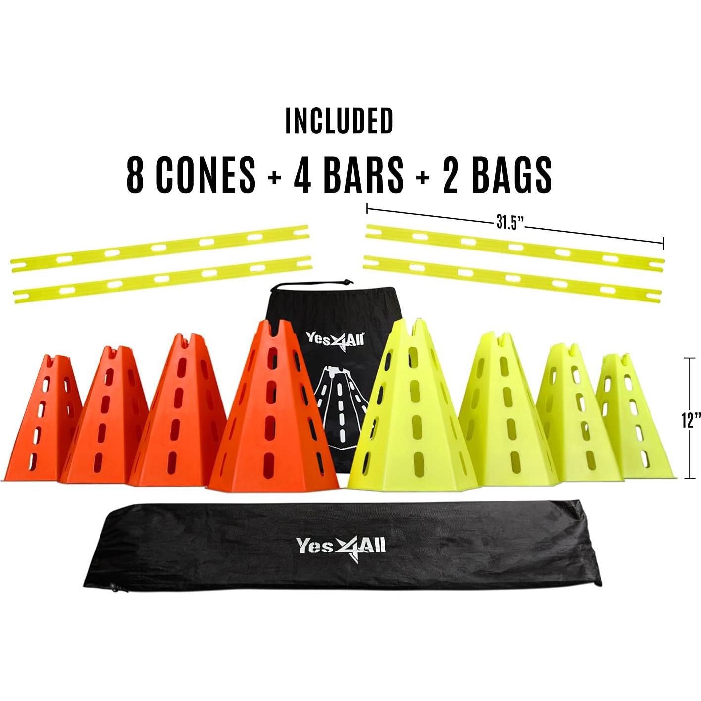 Conjunto de Entrenamiento de Agilidad Yes4All - 8 Conos y 4 Barras