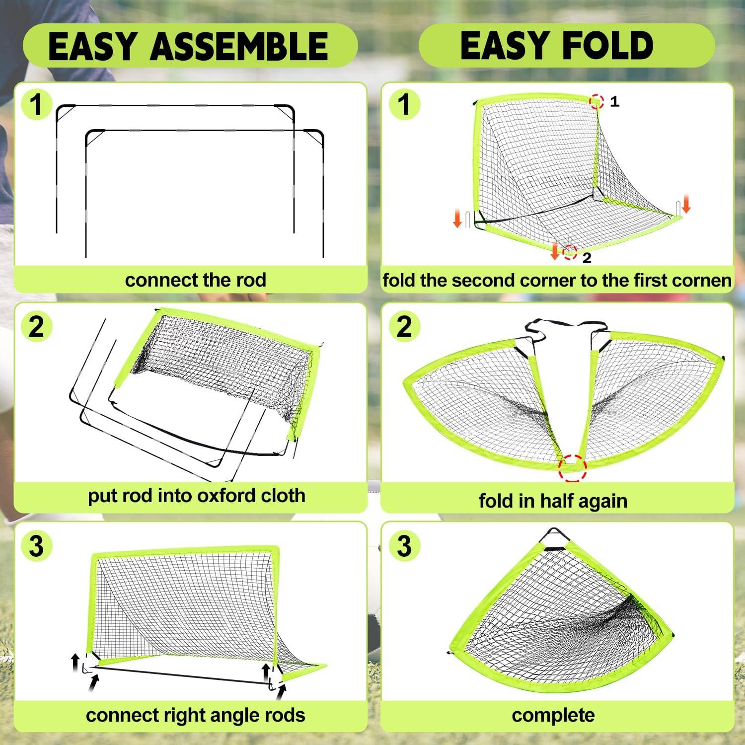 Portería de Fútbol Plegable Hoerlar 1.83x1.22 m Set de 2
