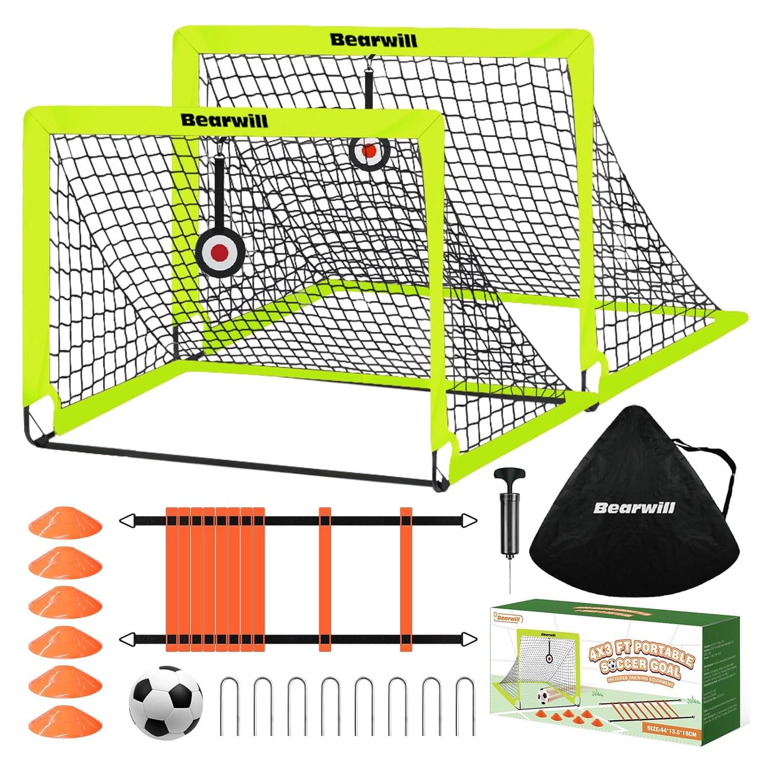 Conjunto de 2 Porterías de Fútbol Bearwill 1.22x0.91m para Niños