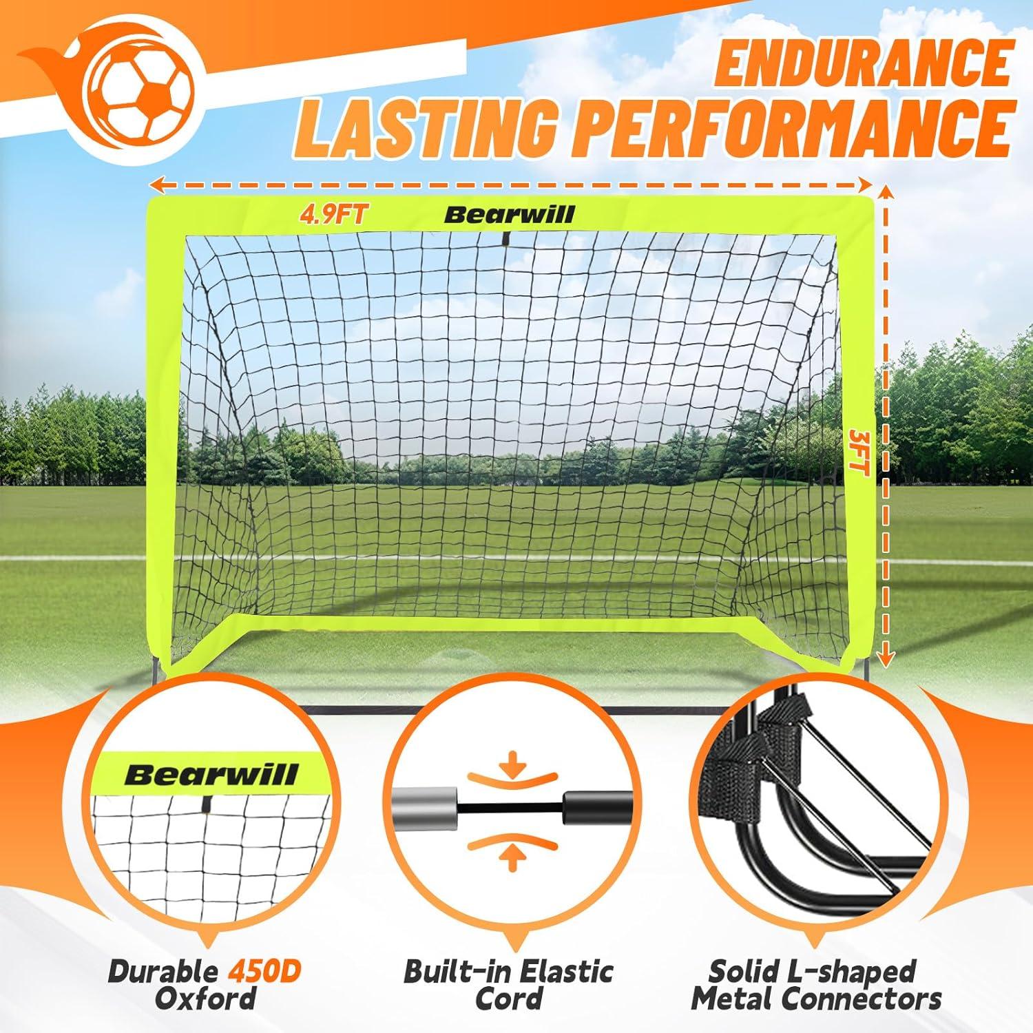 Conjunto de 2 Porterías de Fútbol Bearwill 1.22x0.91m para Niños