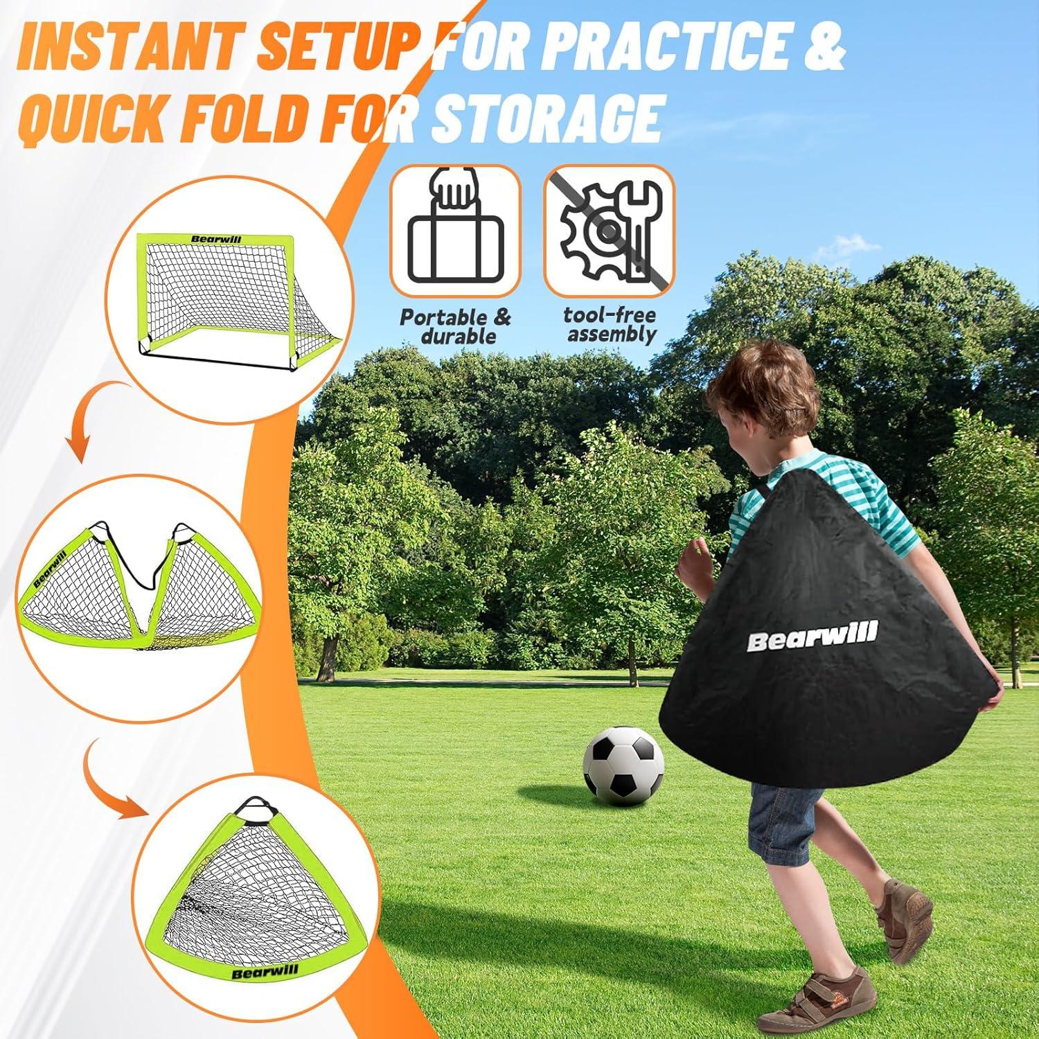 Conjunto de 2 Porterías de Fútbol Bearwill 1.22x0.91m para Niños