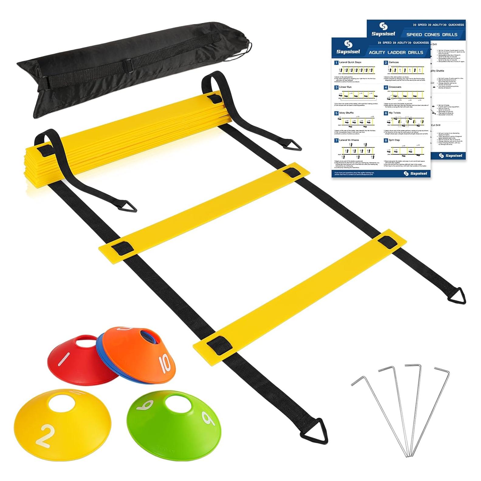 Kit de Entrenamiento de Agilidad Sapsisel con Escalera 6.1m y 10 Conos