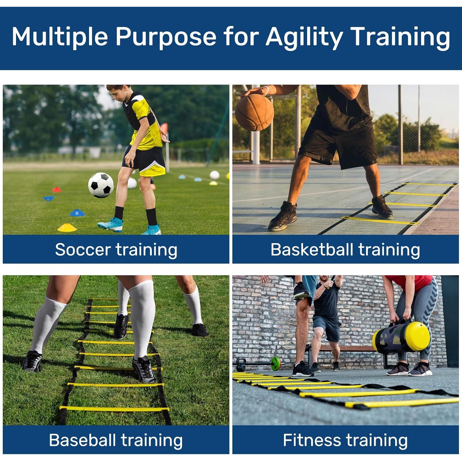 Kit de Entrenamiento de Agilidad Sapsisel con Escalera 6.1m y 10 Conos