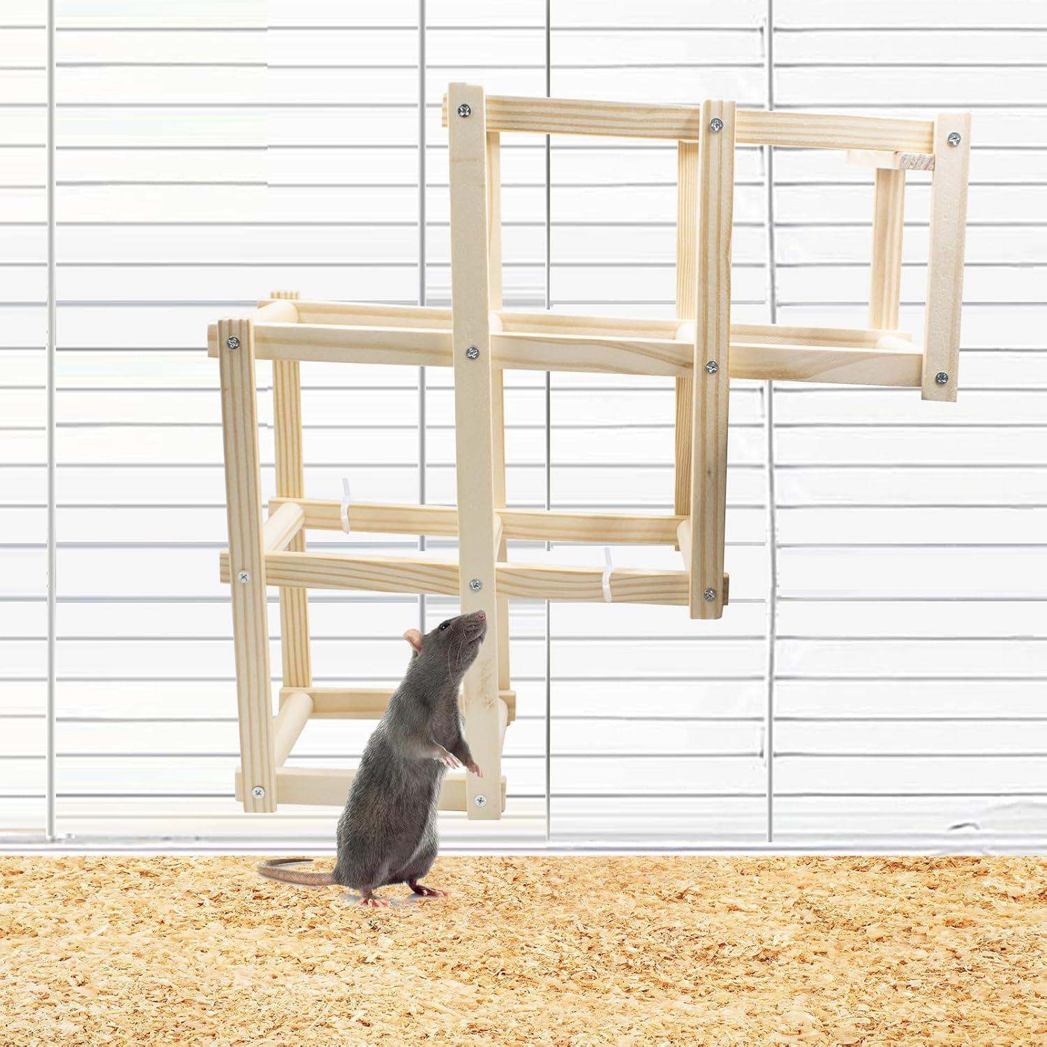 Juguete de Escalada para Ratas Hiyoo - Madera Natural 45x12.5 cm