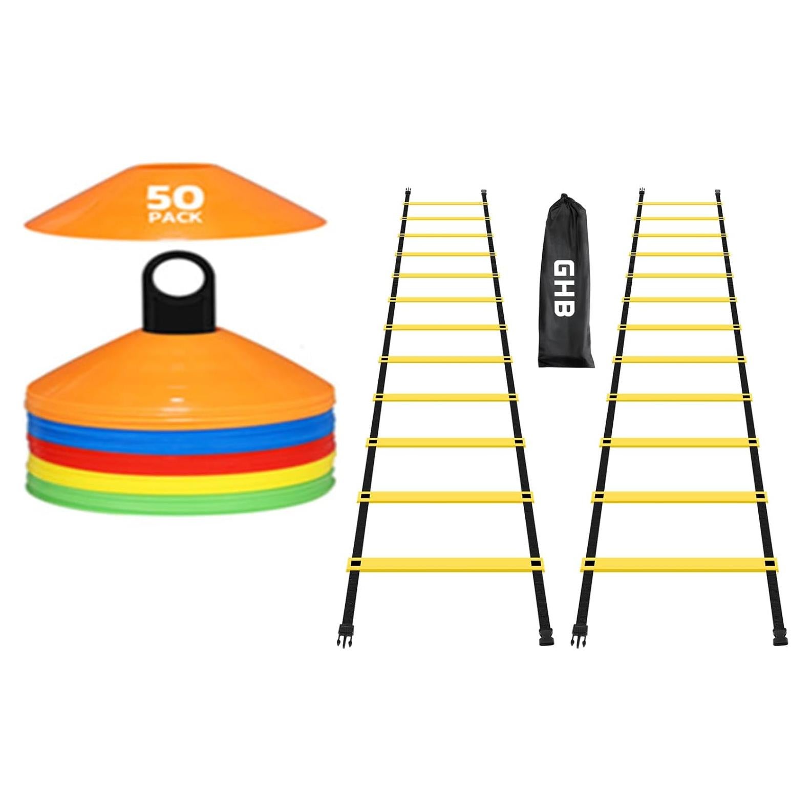 Escalera de Agilidad GHB 12 Escalones 6.1m + 50 Conos 17.8cm