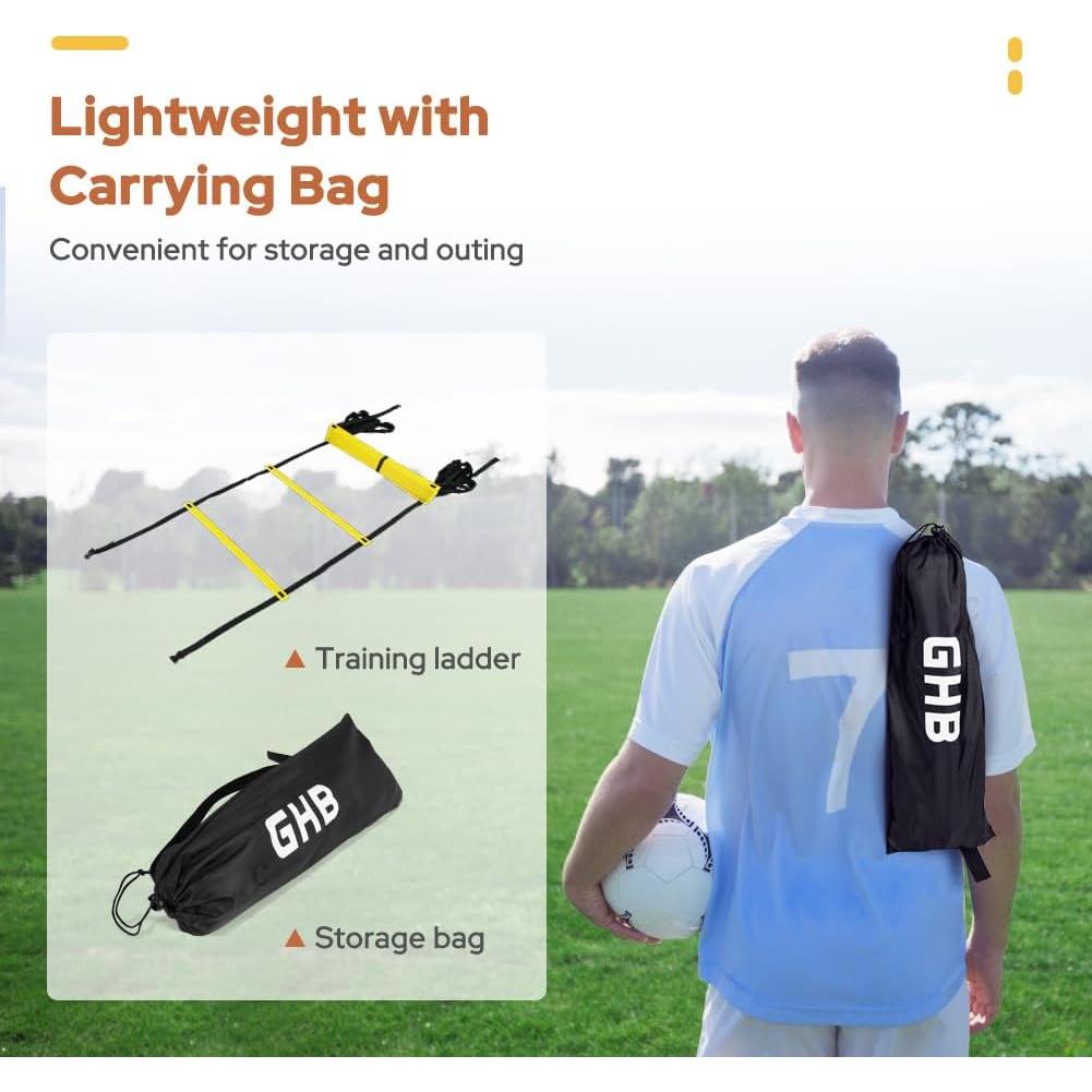 Escalera de Agilidad GHB 12 Escalones 6.1m + 50 Conos 17.8cm