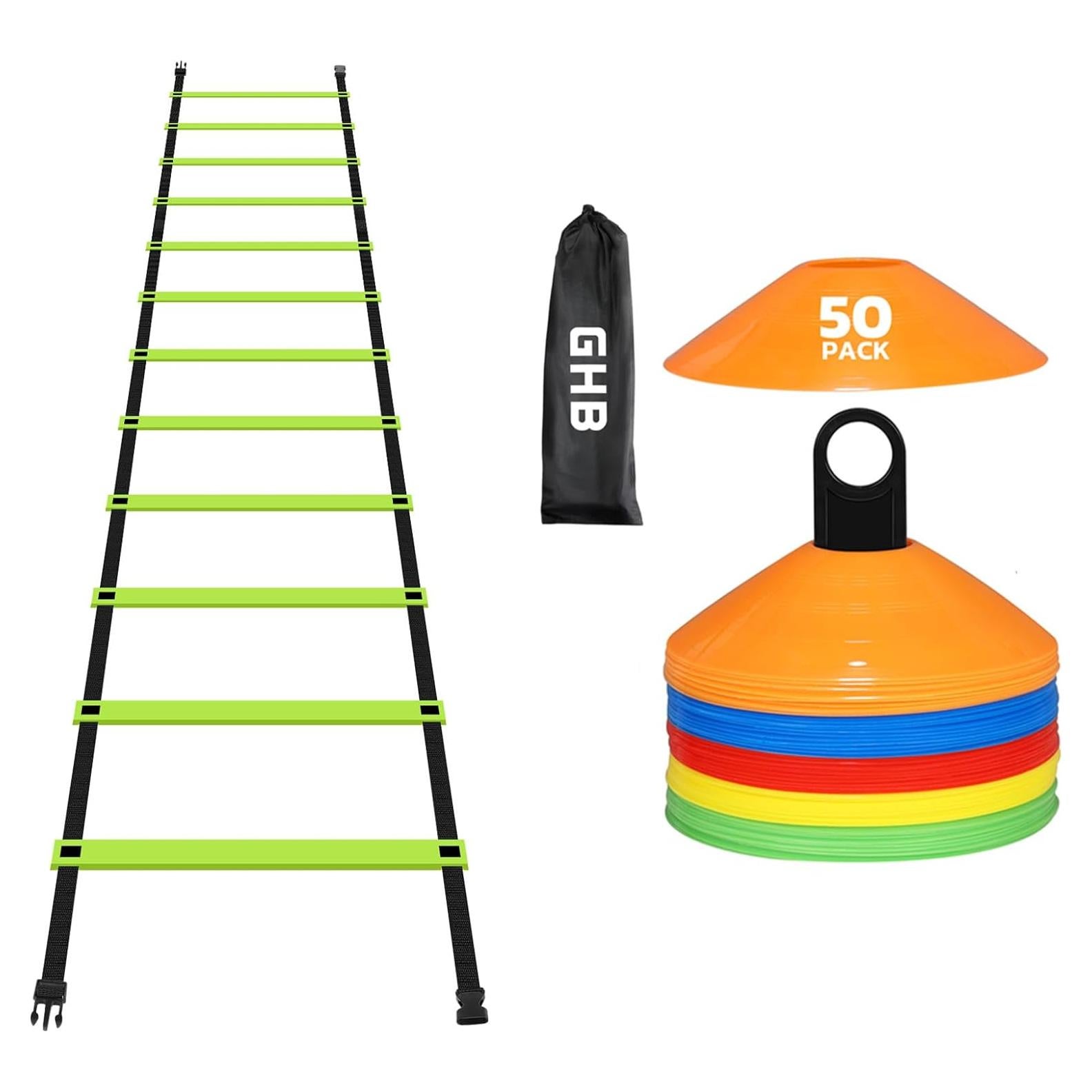 Escalera de Agilidad GHB 12 Peldaños 6 Metros + 50 Conos