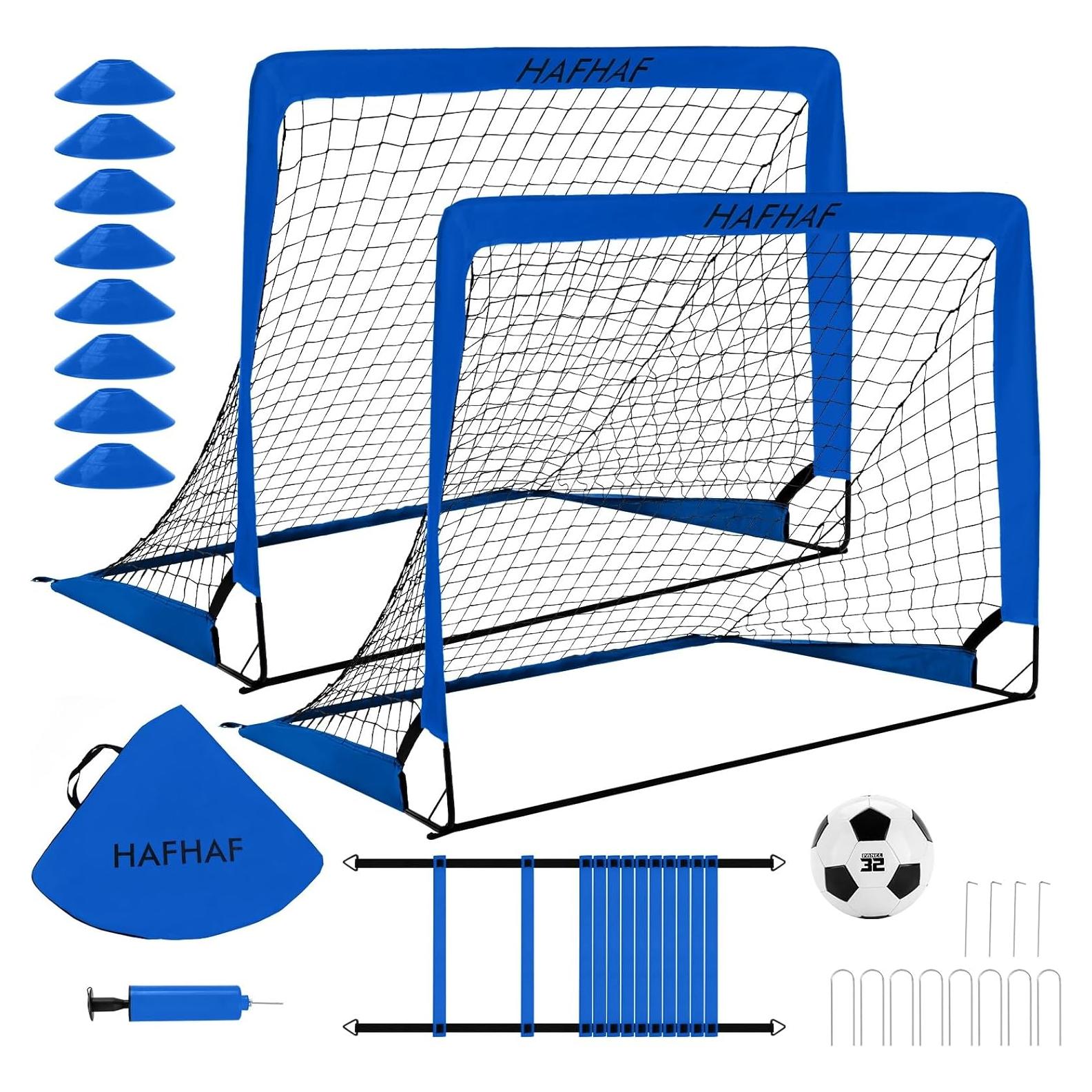 Goles de Fútbol Portátiles HAFHAF 4x3 pies con Balón y Conos