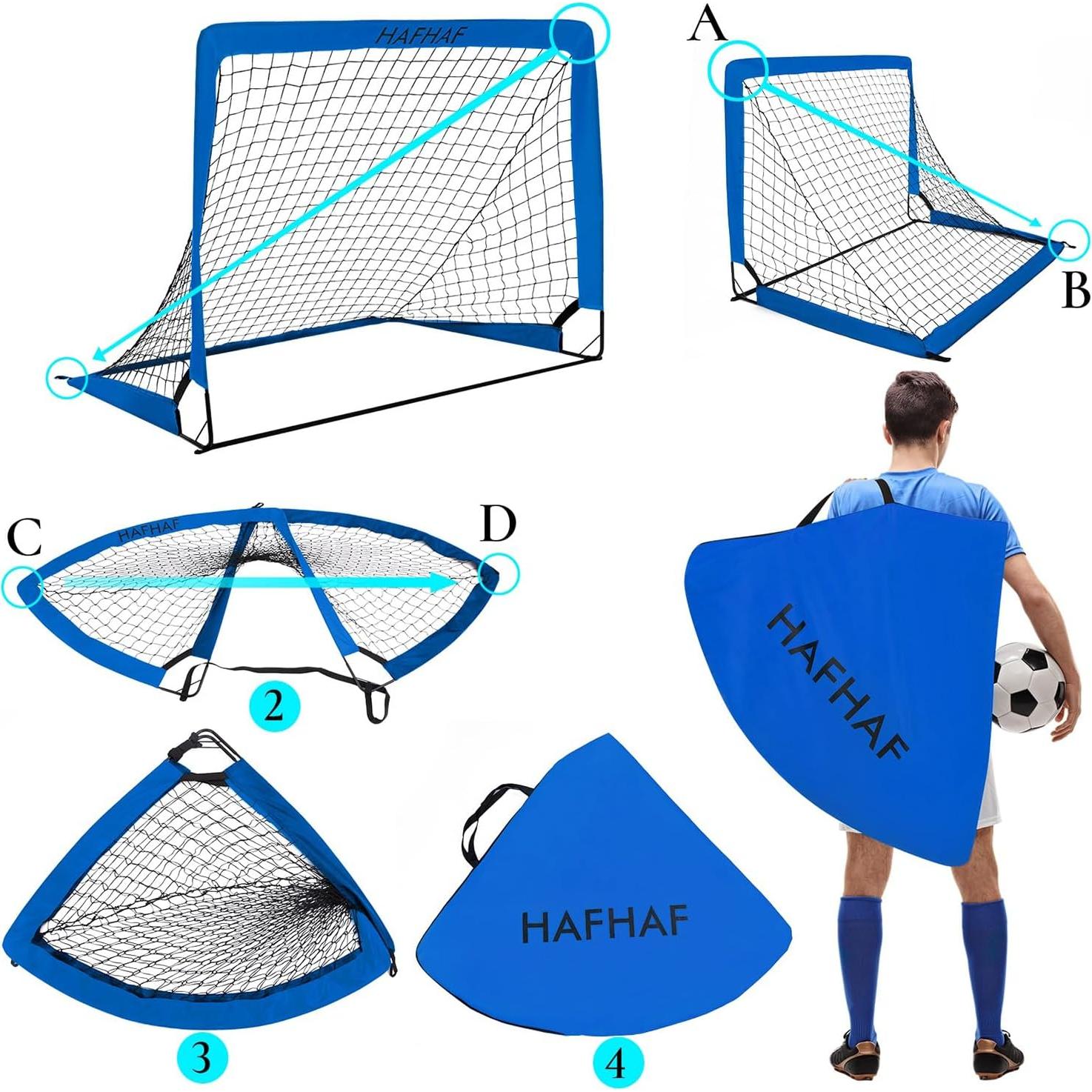 Goles de Fútbol Portátiles HAFHAF 4x3 pies con Balón y Conos