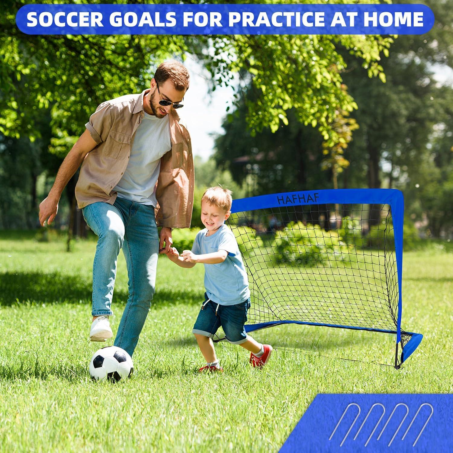 Goles de Fútbol Portátiles HAFHAF 4x3 pies con Balón y Conos