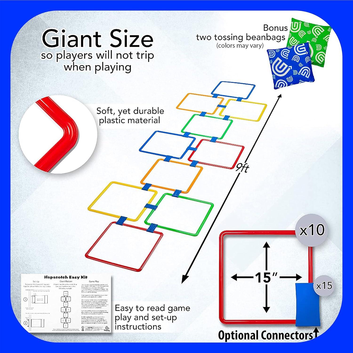 Set de Hopscotch Getmovin Sports con 2 Beanbags Gigantes 38.1 cm