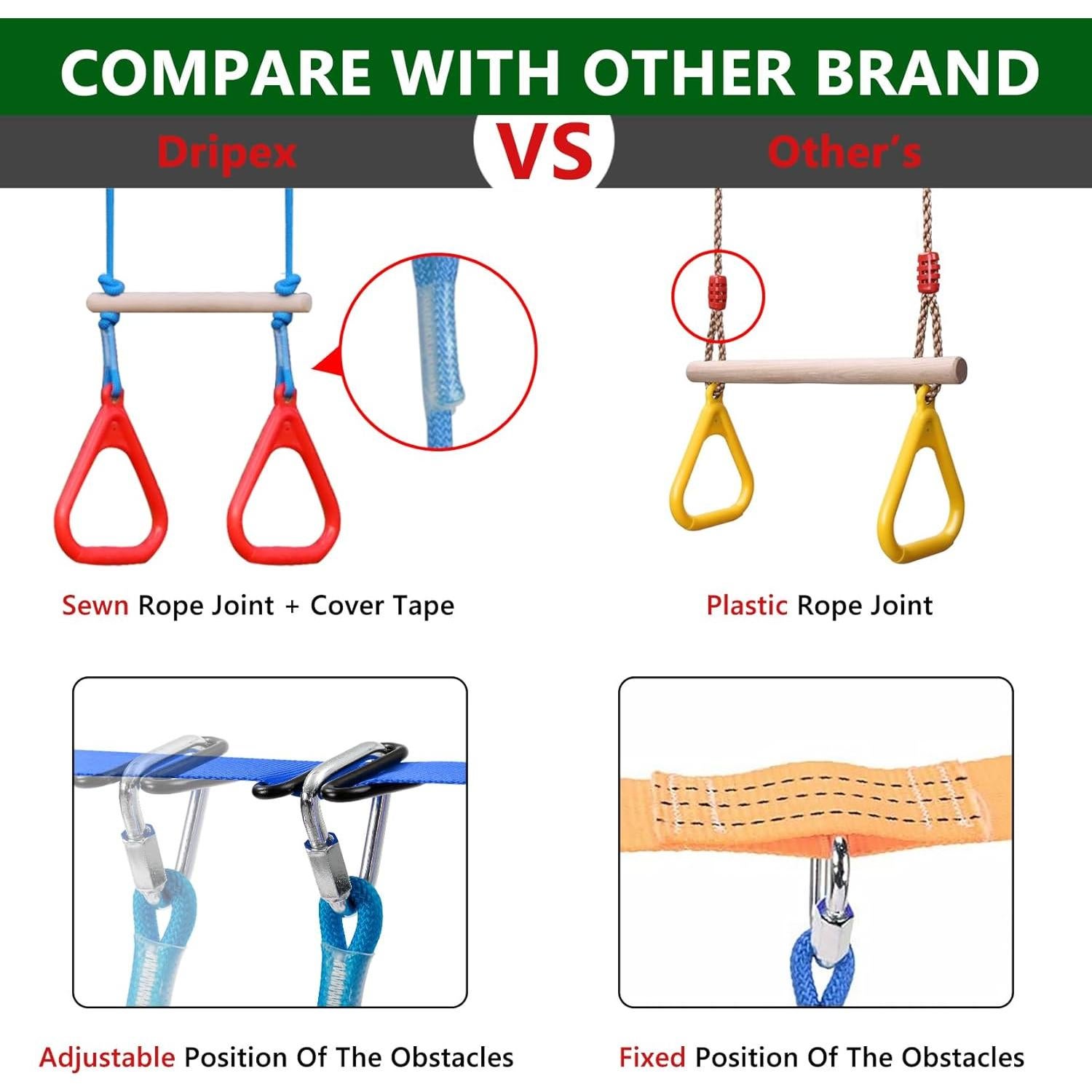 Curso de Obstáculos Ninja Dripex 18.29m con 10 Accesorios