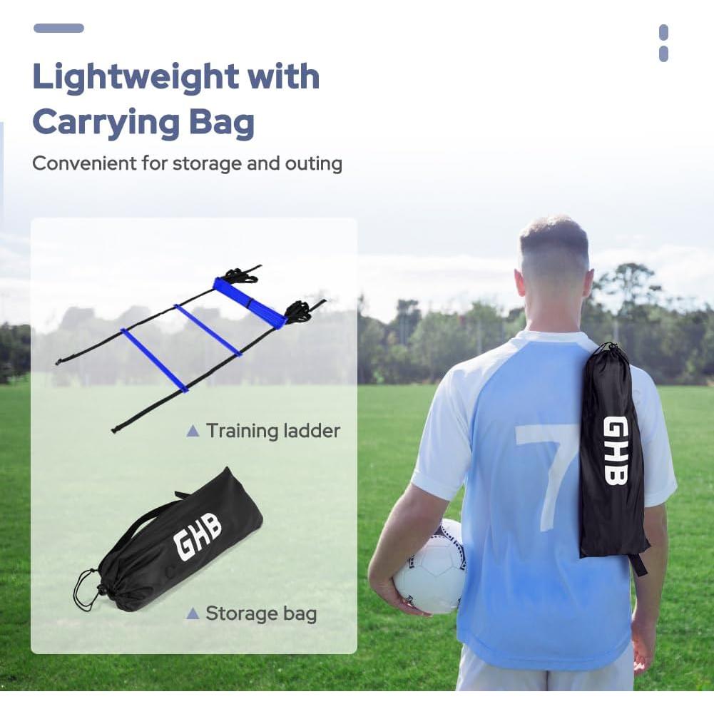 Escalera de Agilidad GHB 6 Metros 12 Peldaños + 12 Conos de Fútbol