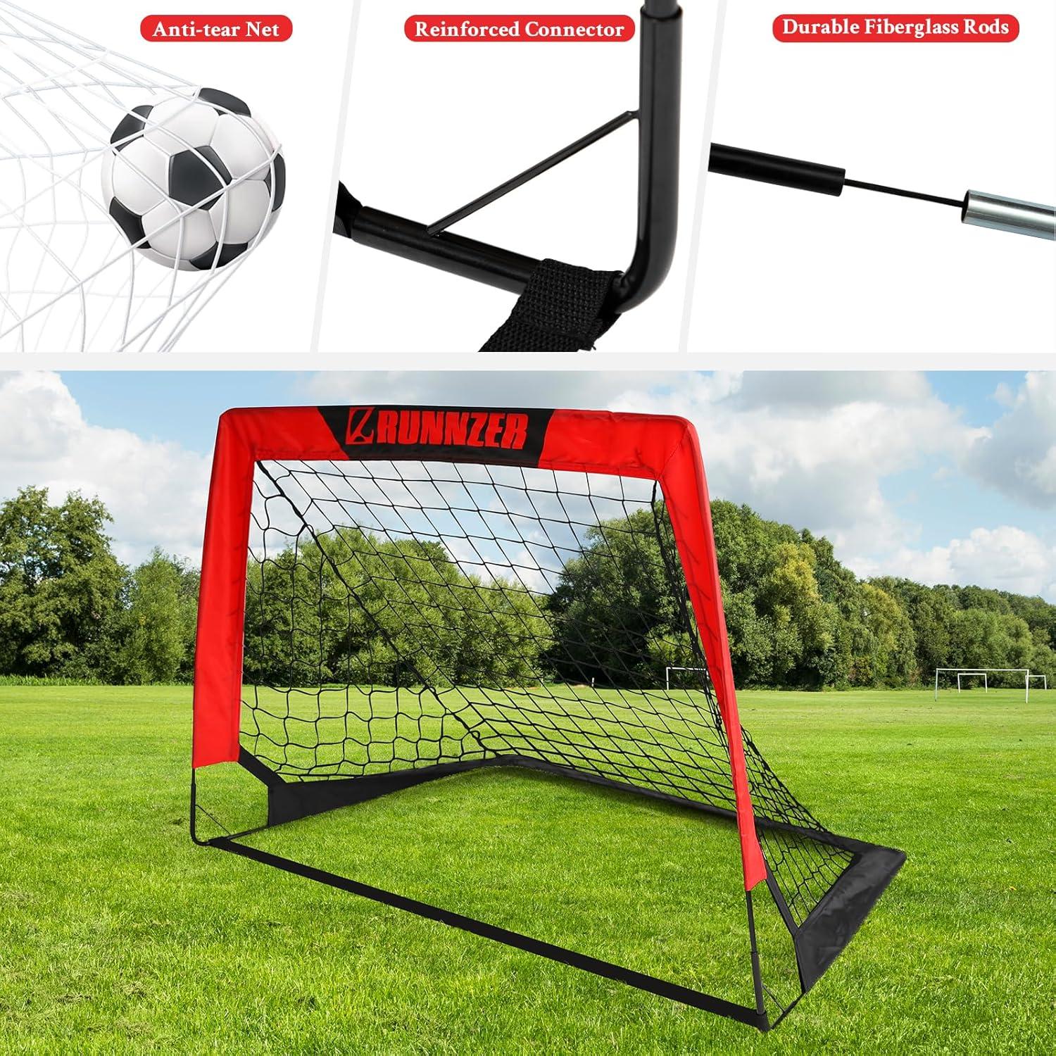 Meta de Fútbol Plegable L RUNNZER 4x3m para Niños con Escalera