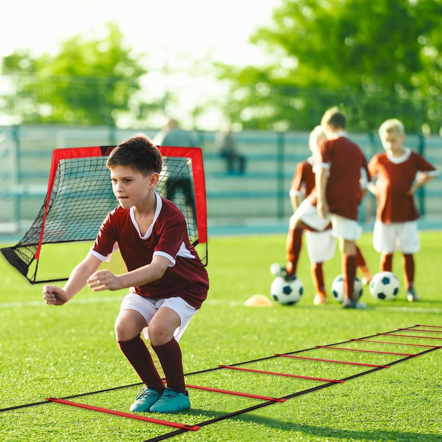 Meta de Fútbol Plegable L RUNNZER 4x3m para Niños con Escalera