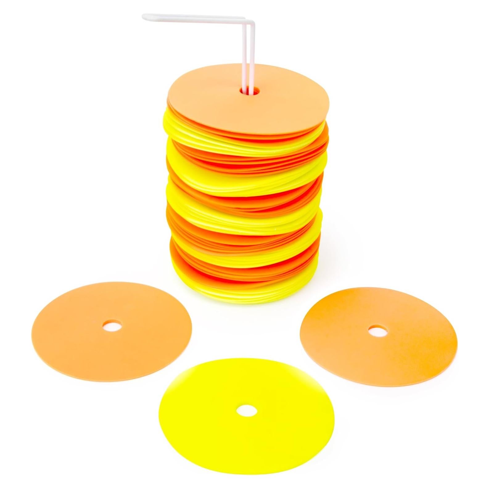 Marcadores de Piso Antideslizantes Crown Sporting Goods - 50 Conos Planos Neón