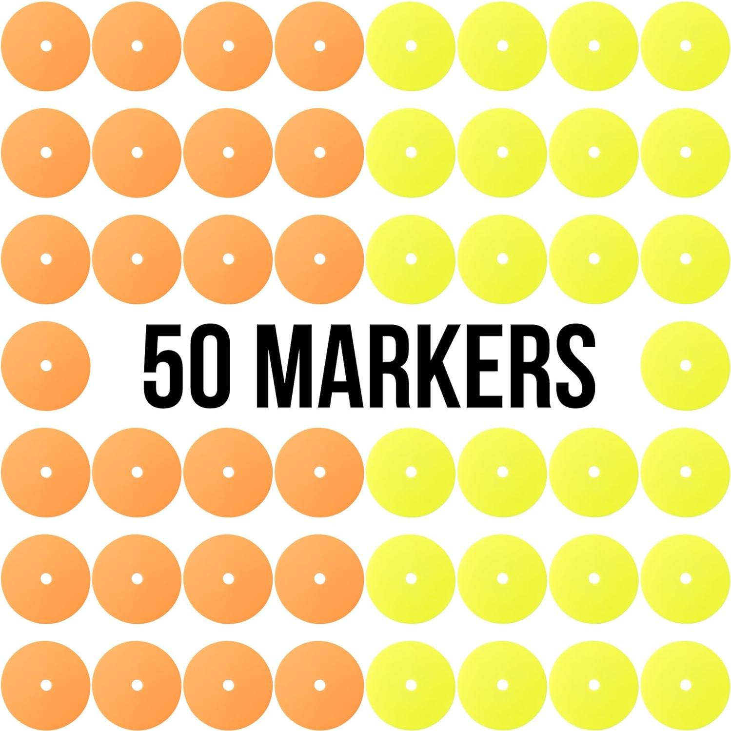 Marcadores de Piso Antideslizantes Crown Sporting Goods - 50 Conos Planos Neón