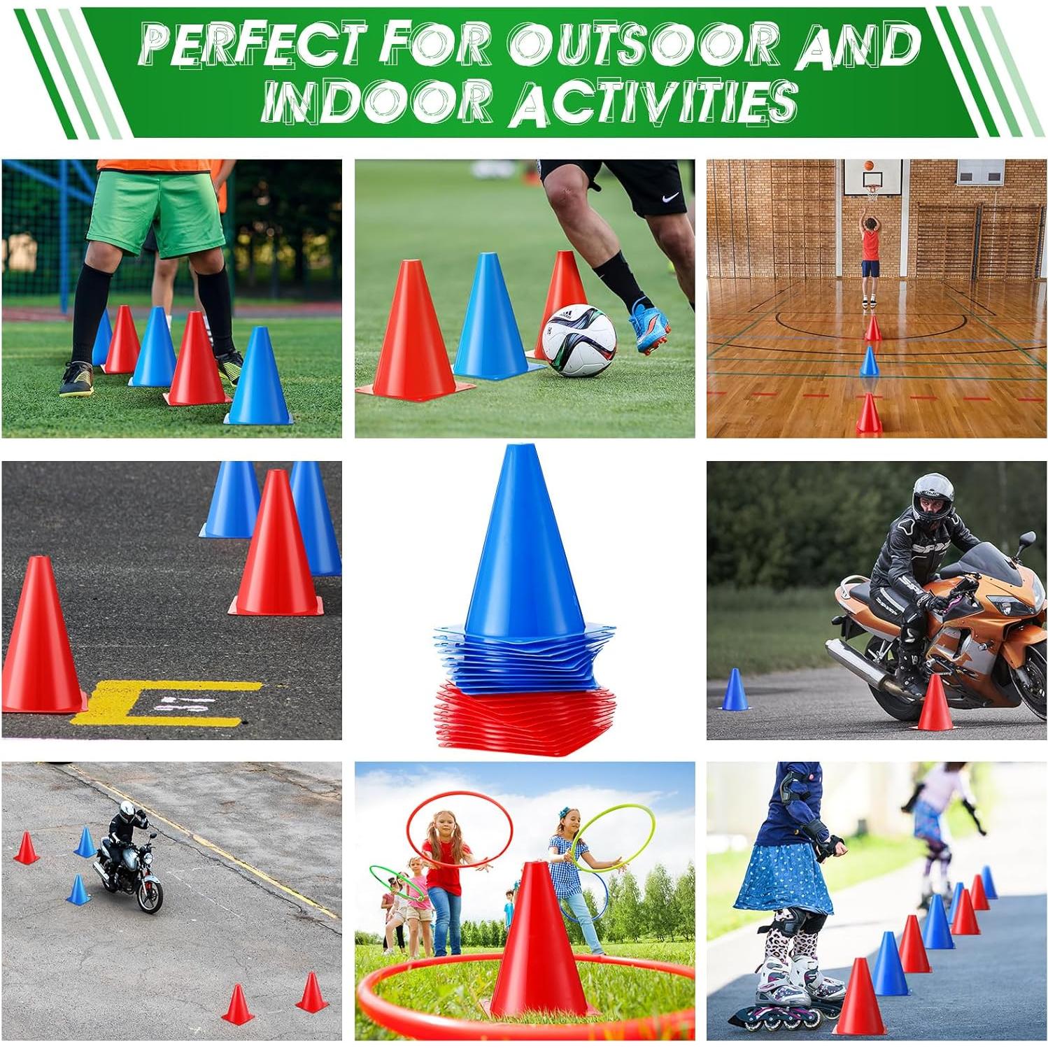 Conjunto de Conos de Entrenamiento Vinsot 108 Piezas Rojo y Azul