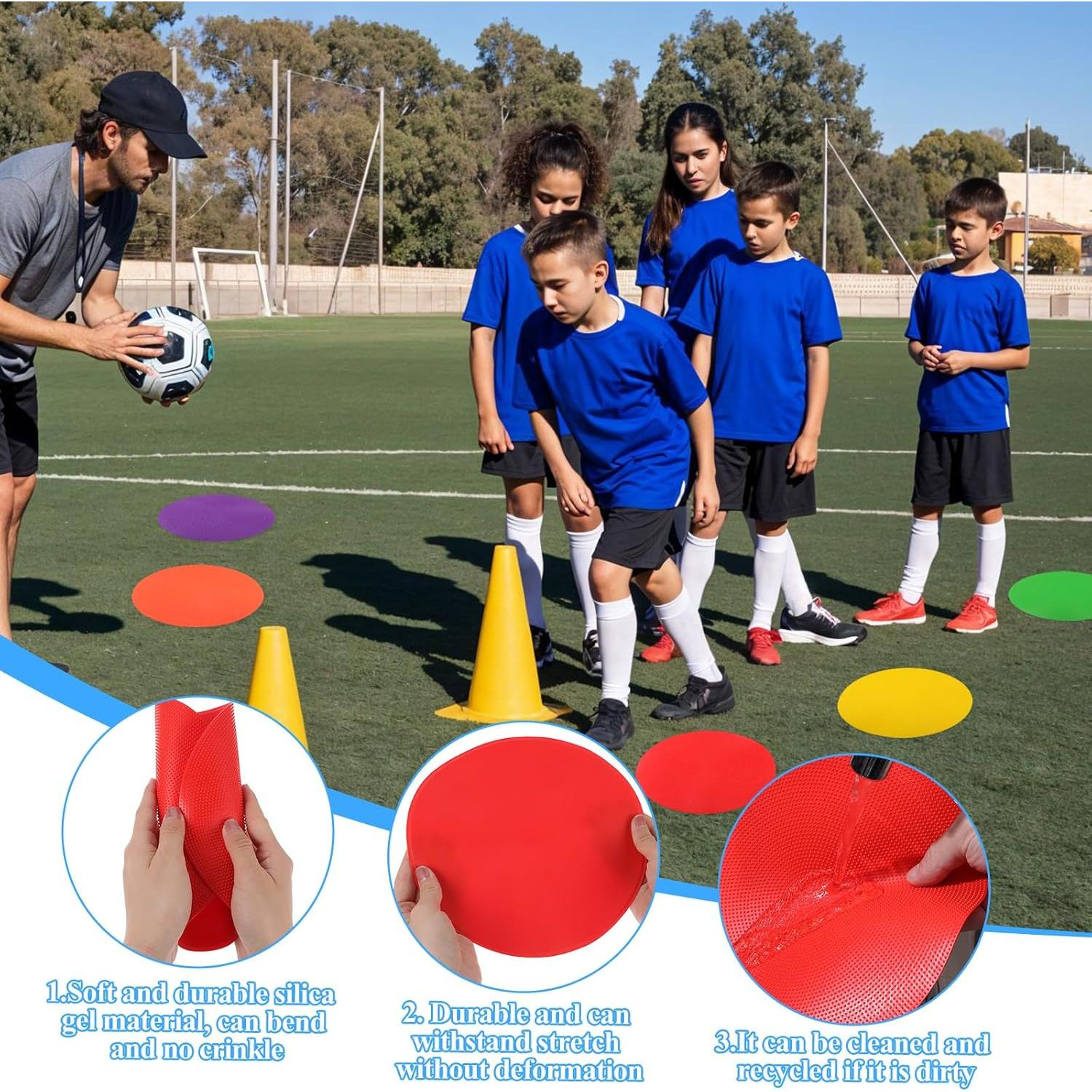 Marcadores de Puntos Conos Planos MAQUITA 18 Pcs 23 cm Antideslizantes