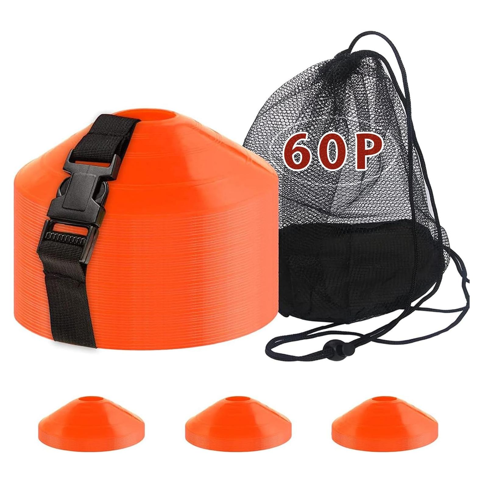60 Conos de Entrenamiento DUNCHATY Naranja para Fútbol y Baloncesto