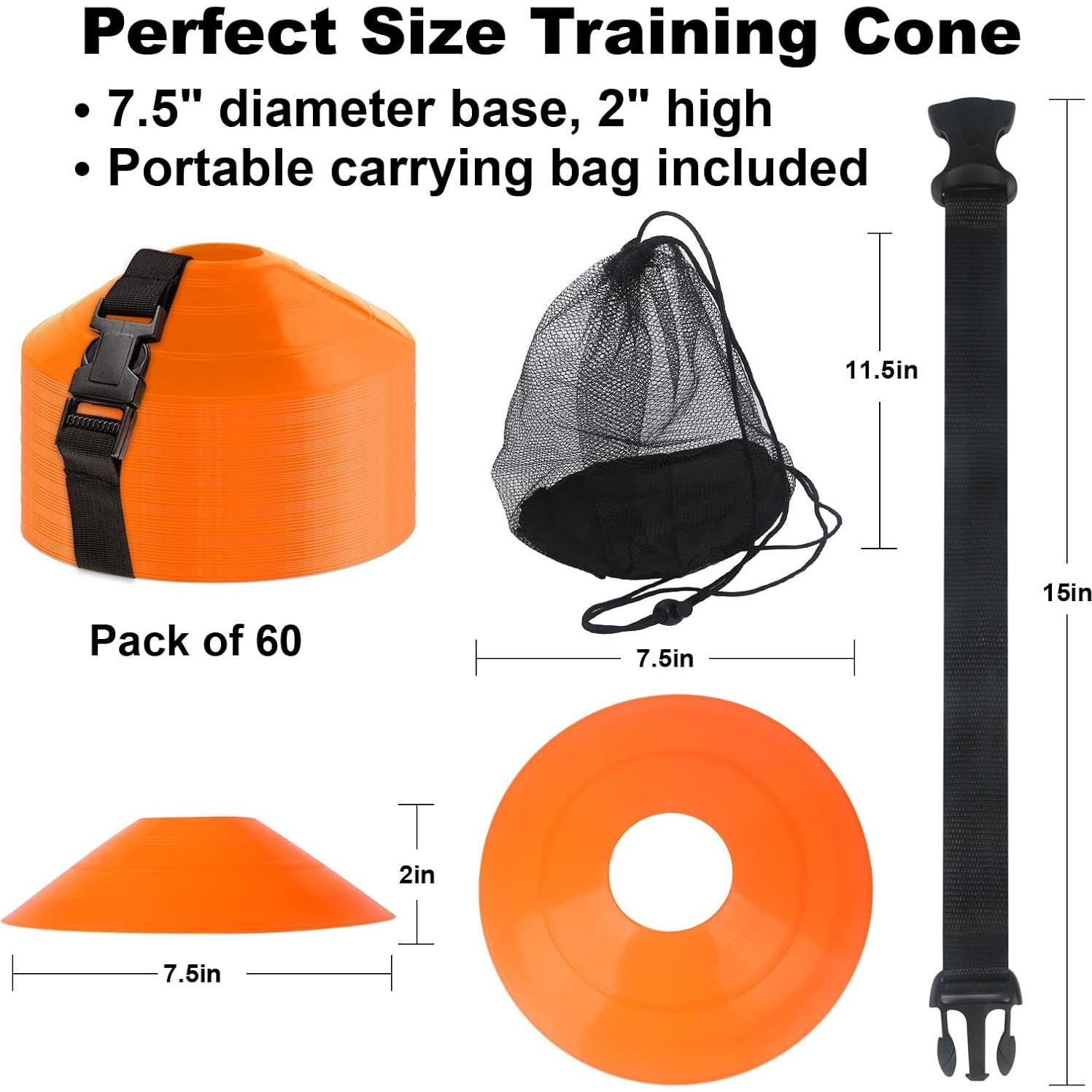 60 Conos de Entrenamiento DUNCHATY Naranja para Fútbol y Baloncesto