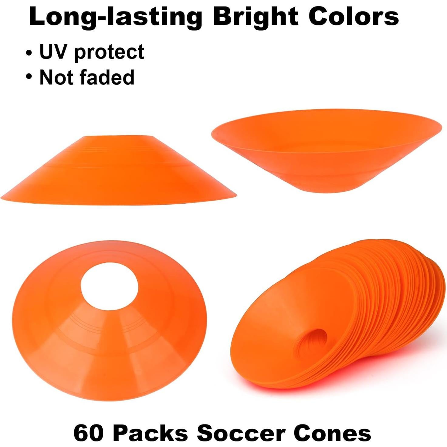 60 Conos de Entrenamiento DUNCHATY Naranja para Fútbol y Baloncesto