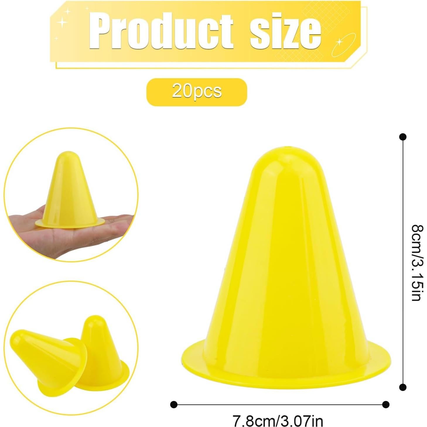 20 Conos de Entrenamiento Amarillos Tinoaly 8 cm para Fútbol