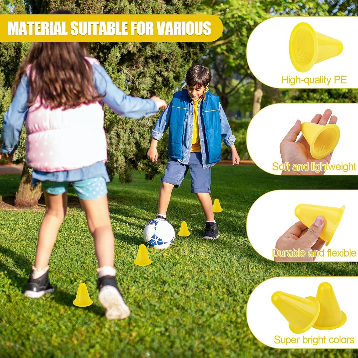 20 Conos de Entrenamiento Amarillos Tinoaly 8 cm para Fútbol