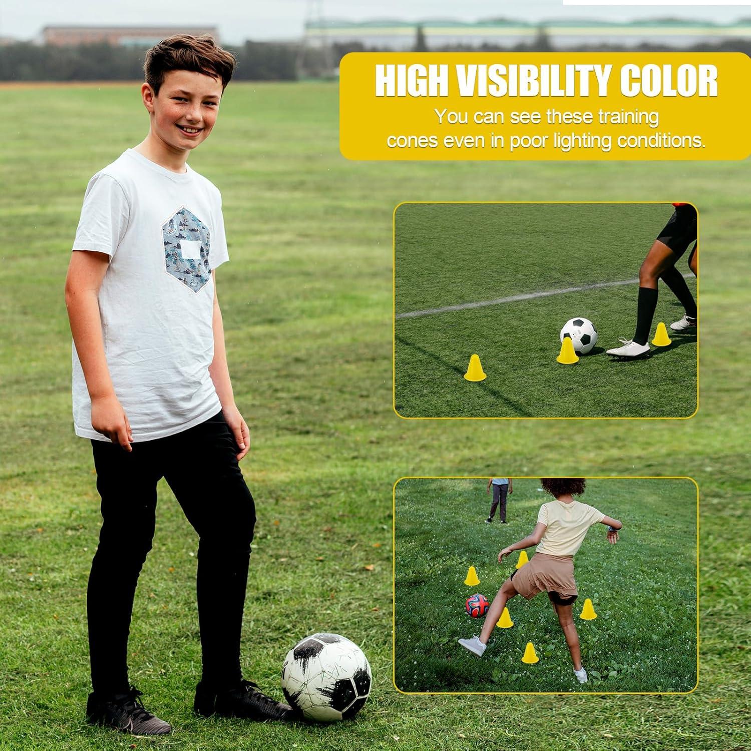 20 Conos de Entrenamiento Amarillos Tinoaly 8 cm para Fútbol