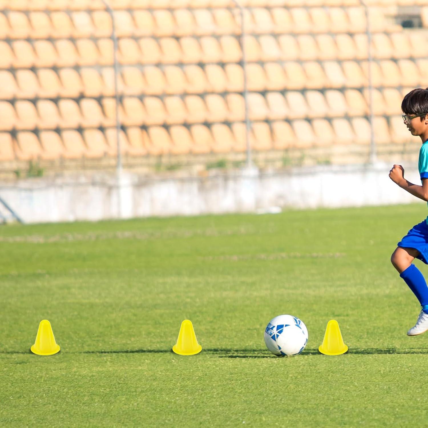 20 Conos de Entrenamiento Amarillos Tinoaly 8 cm para Fútbol